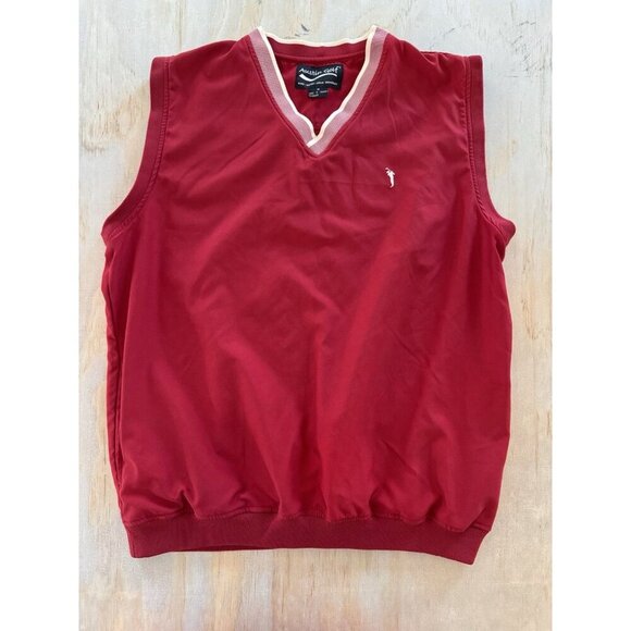 Austin Golf Vest Men Medium Red Pockets V Neck Stain Resistant Activewear Preppy - Picture 1 of 13